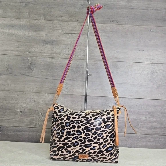 Consuela Leopard Crossbody Bag with Pink and Tan Strap - Picture 1 of 16